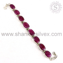 Rich Personality !! Pink Ruby Sterling Silver Bracelet /Handmade Silver Jewelry /Perfect Indian Gemstone Jewelry BRCT1008-2